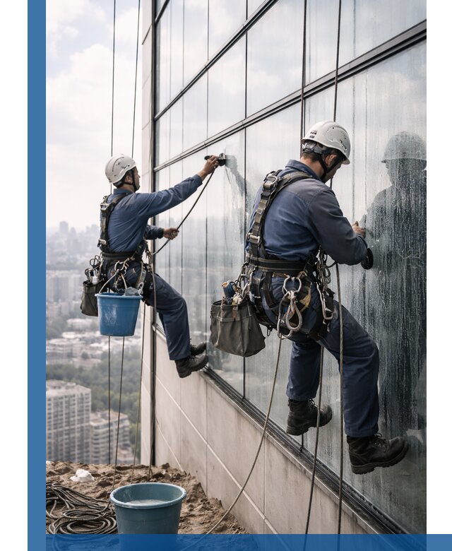 Профессиональная мойка фасадных окон альпинистами в Ейске