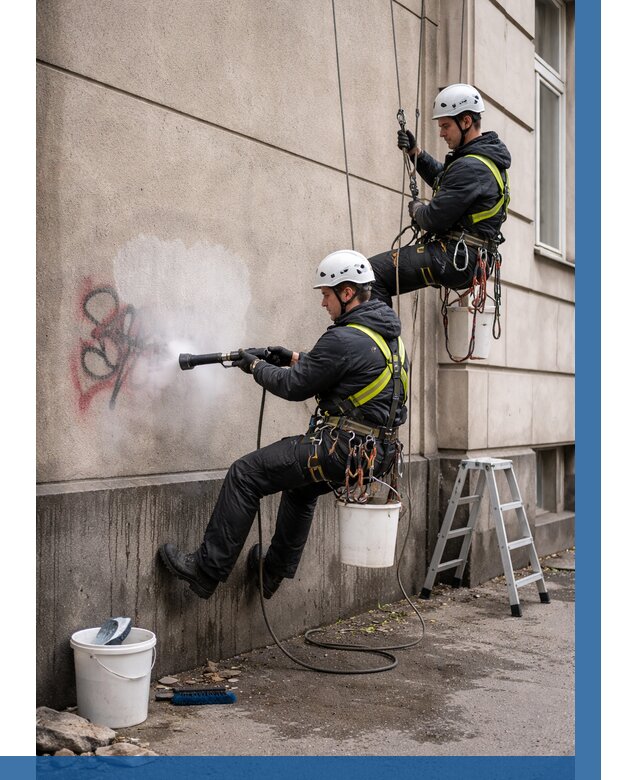 Удаление граффити с фасада в Ейске от 4638 р. | ВЫСОТНИК-Еск