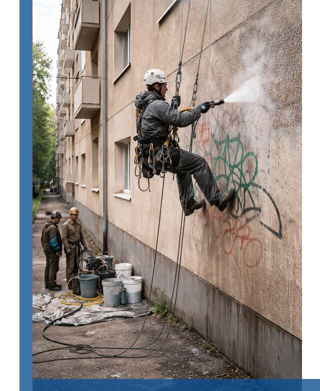 Удаление граффити с фасада в Ейске без следов и повреждений