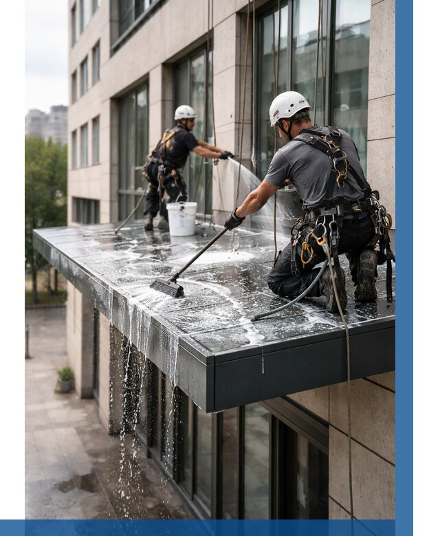 Мойка козырьков и навесов в Ейске от 3607 р. | ВЫСОТНИК-Еск