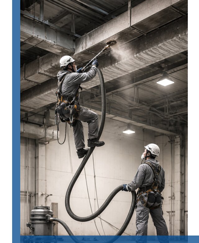 Обеспыливание потолочных конструкций в Ейске промышленным альпинизмом