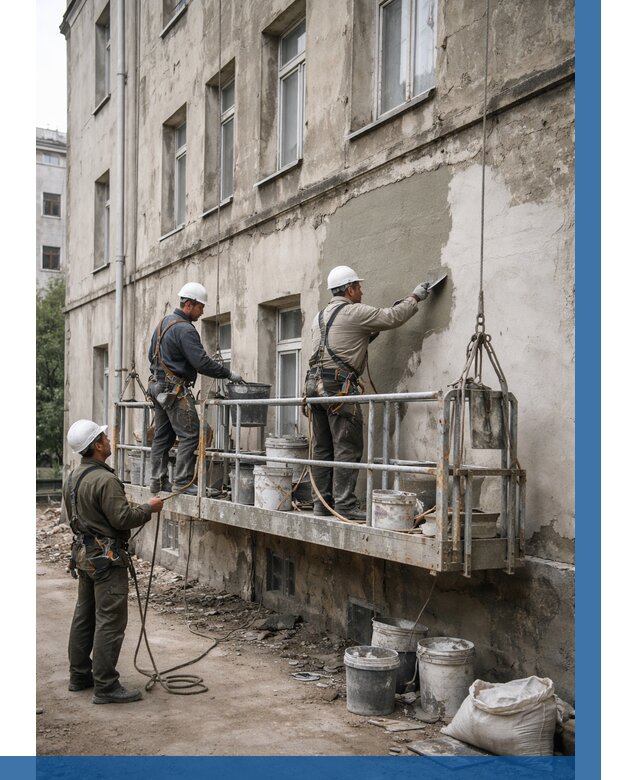 Капитальный ремонт фасада в Ейске от 4329 р. | ВЫСОТНИК-Еск