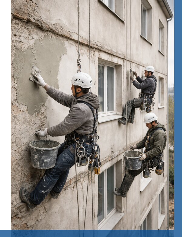 Ремонт штукатурного фасада в Ейске от 773 р. под ключ | ВЫСОТНИК-Еск