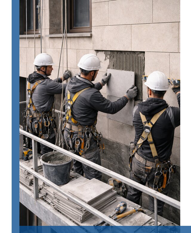 Ремонт облицовки фасада плиткой в Ейске с гарантией