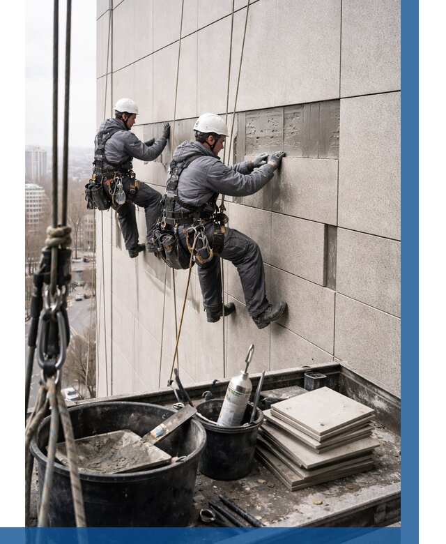 Ремонт фасада из керамогранита в Ейске от 2577 р. | ВЫСОТНИК-Еск