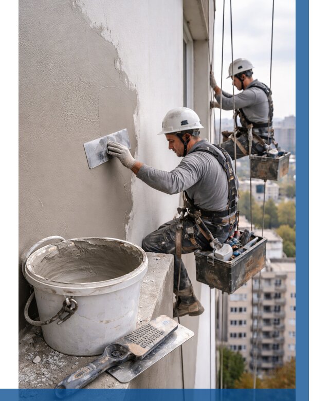 Шпаклевка фасада на высоте в Ейске от 721 р. | ВЫСОТНИК-Еск