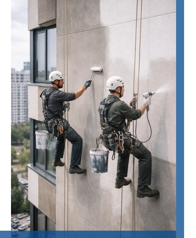 Покраска фасада альпинистами в Ейске от 309 р. | ВЫСОТНИК-Еск