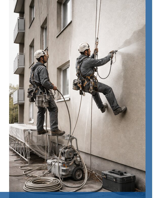 Безвоздушная покраска фасада в Ейске от 227 р/м² | ВЫСОТНИК-Еск