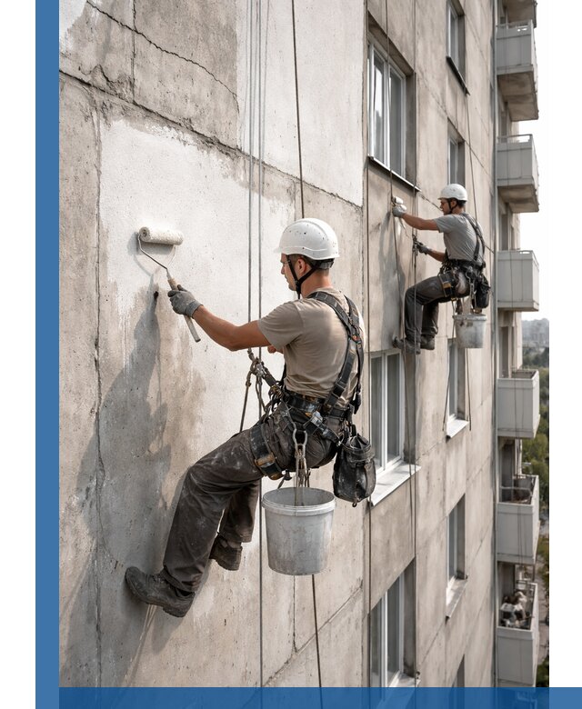 Покраска бетонного фасада в Ейске для жилых и промышленных объектов