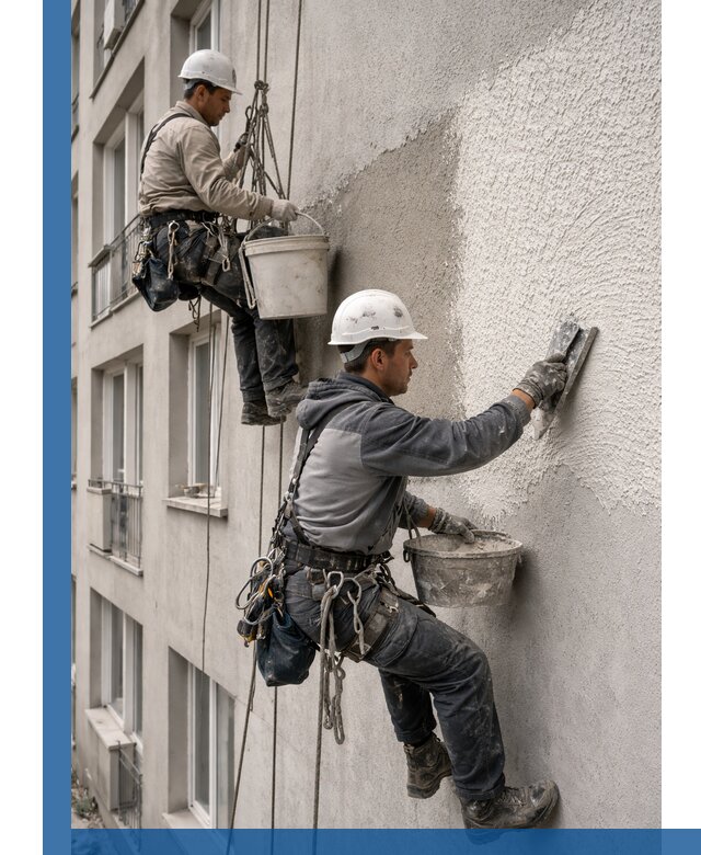 Нанесение декоративной штукатурки короед на фасад в Ейске