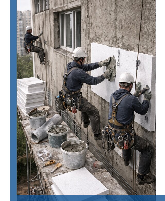 Утепление фасада пенополистиролом в Ейске под ключ