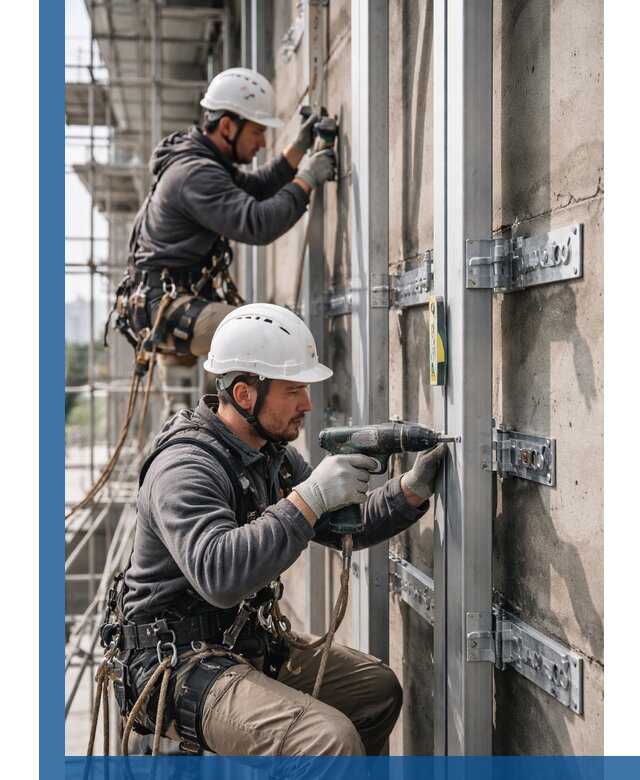 Монтаж и крепление подсистемы вентфасада в Ейске