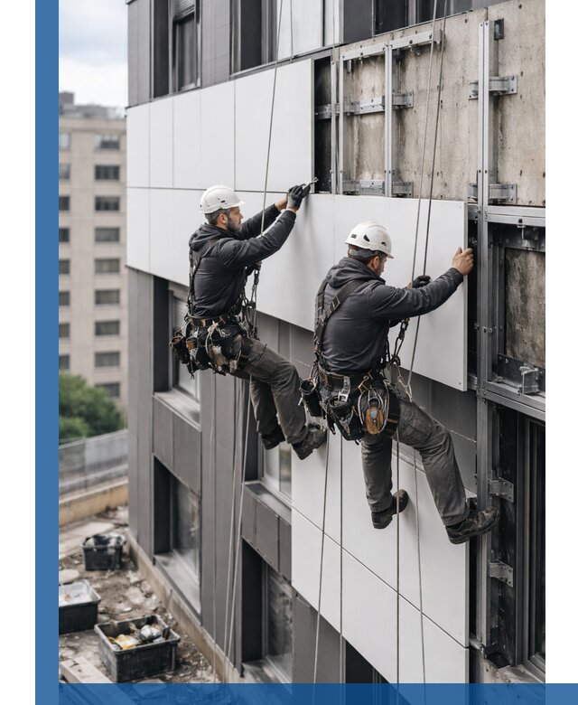 Монтаж композитных панелей фасада в Ейске под ключ