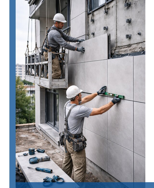 Монтаж керамогранита на фасад в Ейске под ключ с гарантией качества