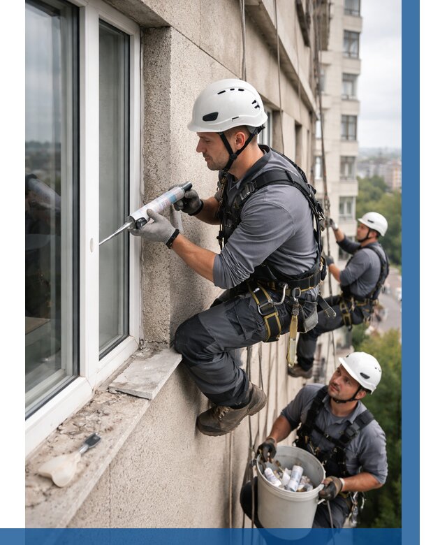 Герметизация оконных швов снаружи в Ейске от 1546 р. | ВЫСОТНИК-Еск