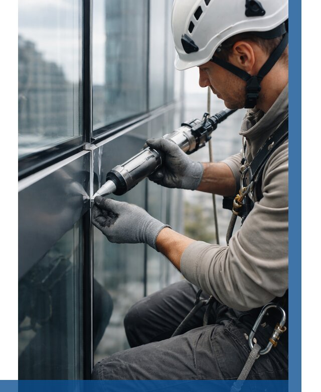 Герметизация стыков витража в Ейске от 1237 р. | ВЫСОТНИК-Еск