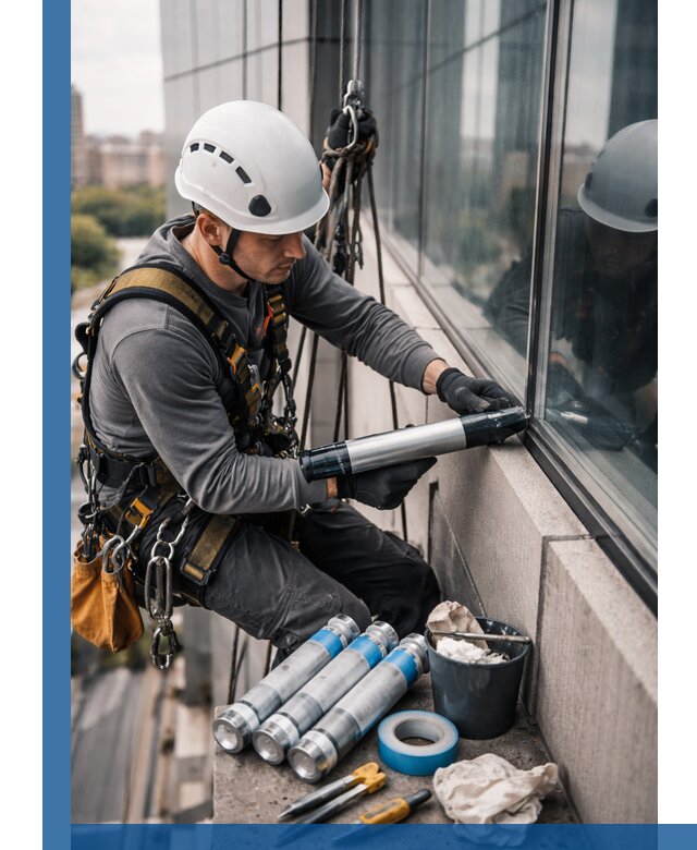 Герметизация стыков витража в Ейске для герметичных фасадов