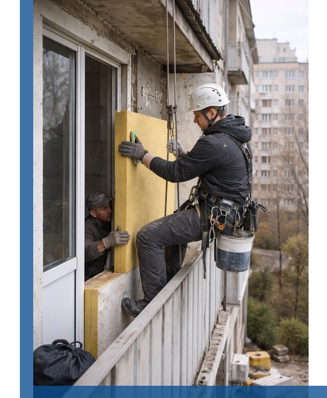 Профессиональное утепление балкона снаружи в Ейске под ключ