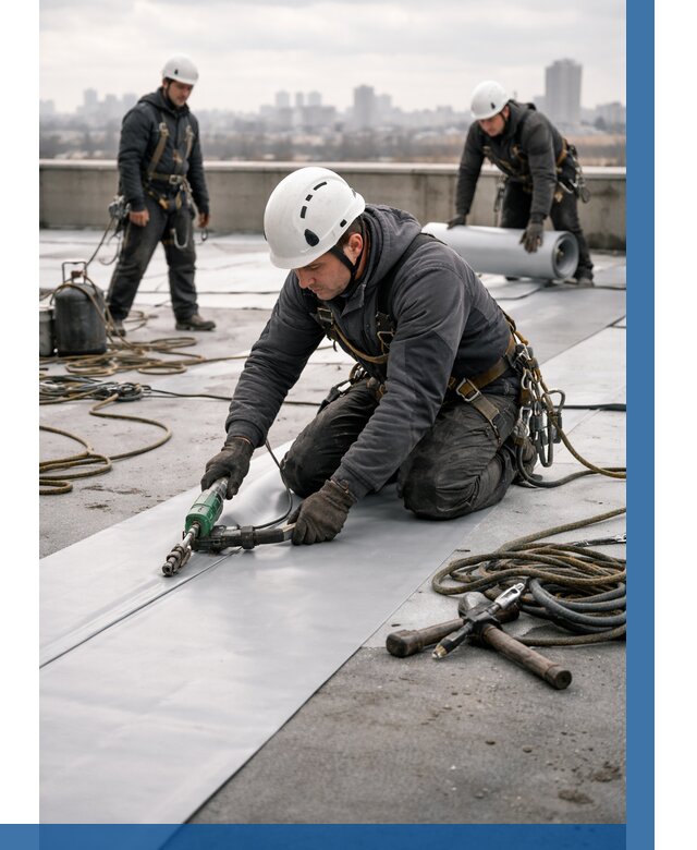 Ремонт мембранной кровли в Ейске от 1855 р./м2 | ВЫСОТНИК-Еск