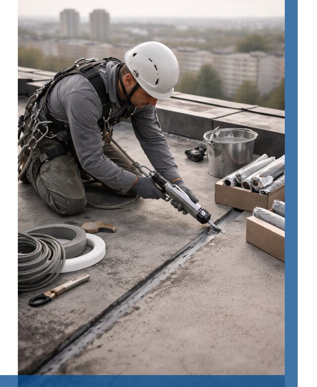 Герметизация швов кровли в Ейске от 464 р./м2 | ВЫСОТНИК-Еск