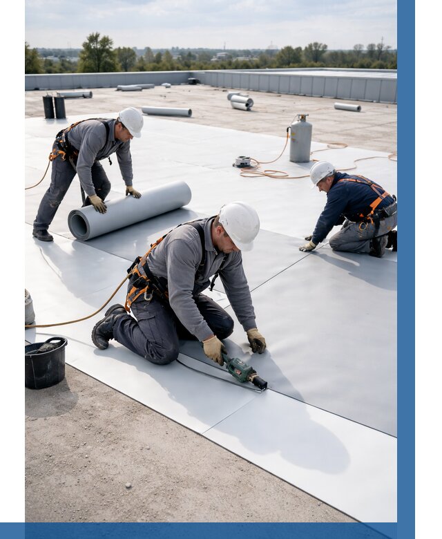 Монтаж мембранной кровли под ключ в Ейске от 1237 р. | ВЫСОТНИК-Еск