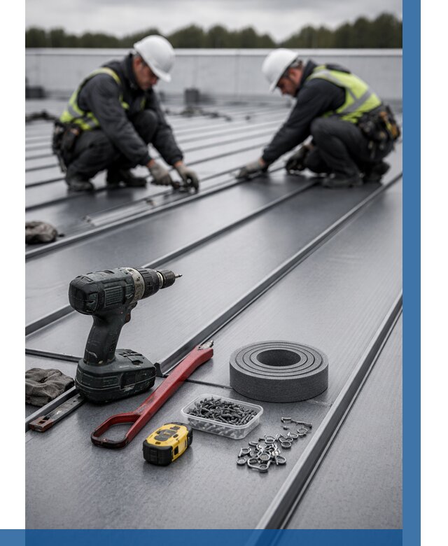 Монтаж фальцевой кровли в Ейске от 1855 р. | ВЫСОТНИК-Еск