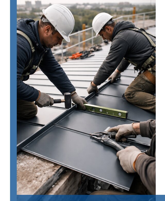 Монтаж фальцевой кровли в Ейске для промышленных зданий