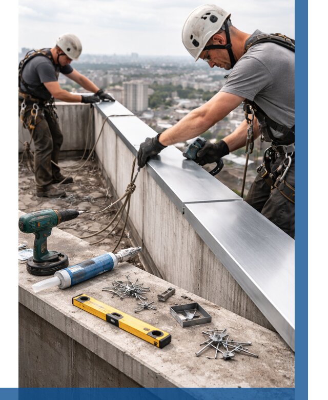 Монтаж парапетных крышек в Ейске от 824 р. | ВЫСОТНИК-Еск