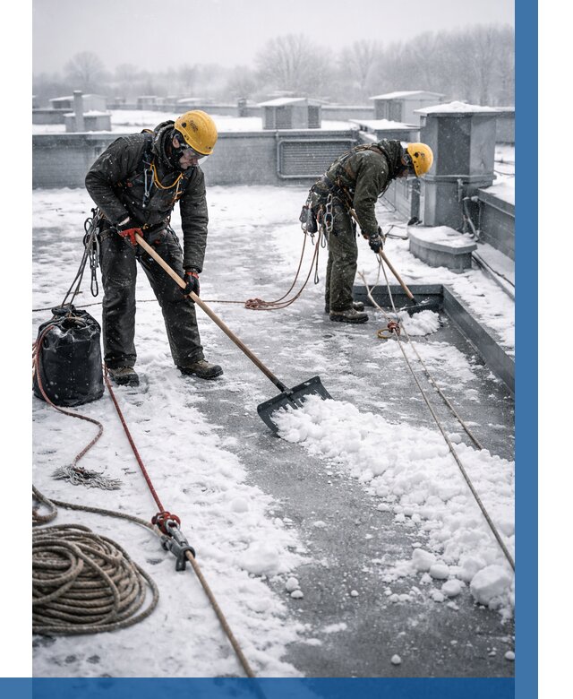 Очистка крыши от снега в Ейске от 7730 р. | ВЫСОТНИК-Еск