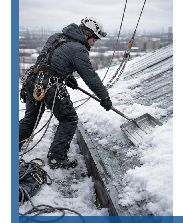 Профессиональная очистка кровли от снега и наледи в Ейске