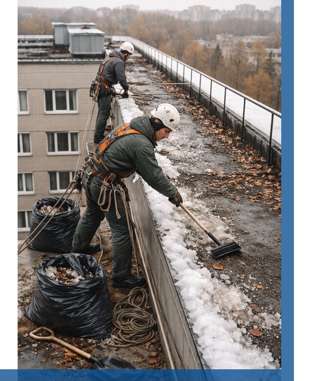 Очистка кровли по периметру в Ейске от 567 р. | ВЫСОТНИК-Еск