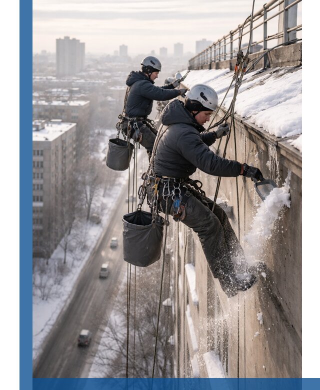 Очистка карнизов от снега в Ейске профессионально и безопасно