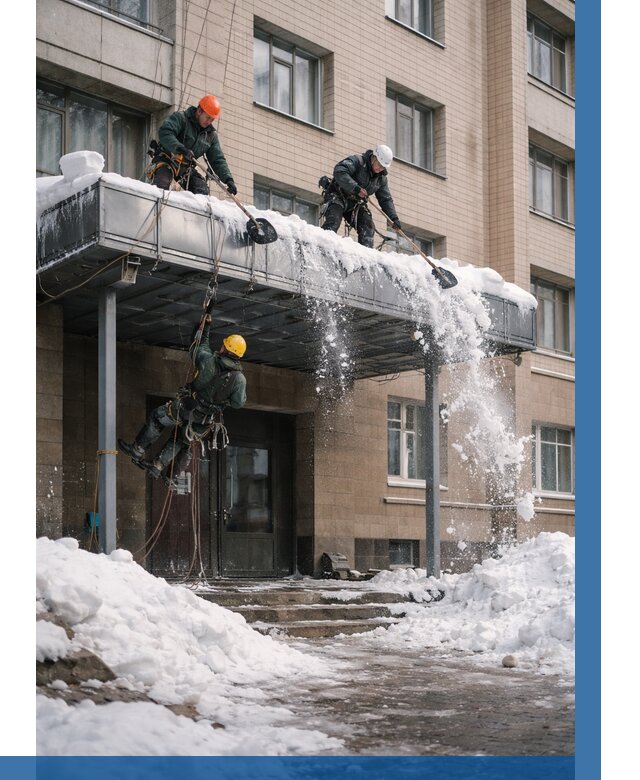 Очистка козырьков от снега в Ейске от 3607 р. | ВЫСОТНИК-Еск