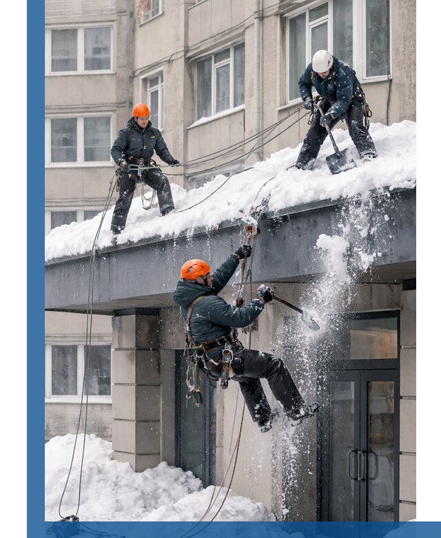 Безопасная очистка навесов от снега в Ейске круглогодично