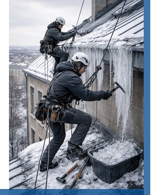 Удаление наледи с кровли в Ейске от 5668 р. | ВЫСОТНИК-Еск