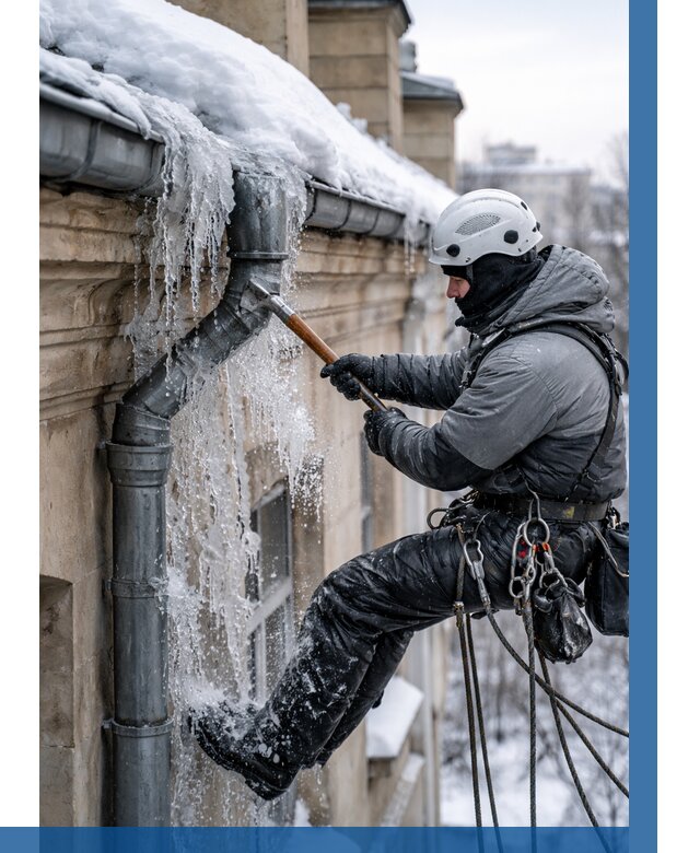 Очистка водостоков от льда в Ейске от 3607 р. | ВЫСОТНИК-Еск