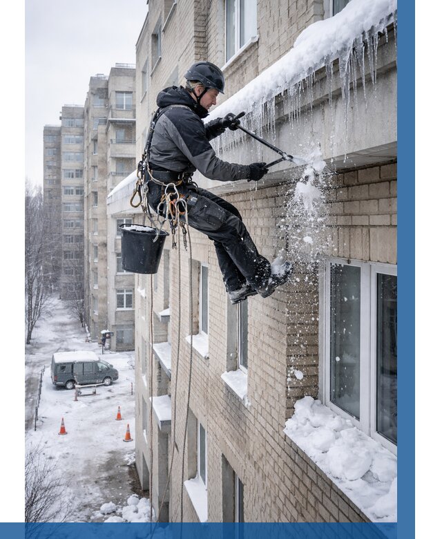 Удаление наледи с карнизов в Ейске от 361 р. | ВЫСОТНИК-Еск