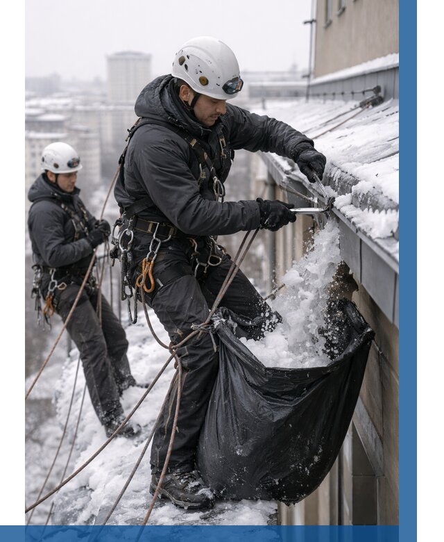 Аварийная очистка крыши в Ейске под ключ от 309 р. | ВЫСОТНИК-Еск