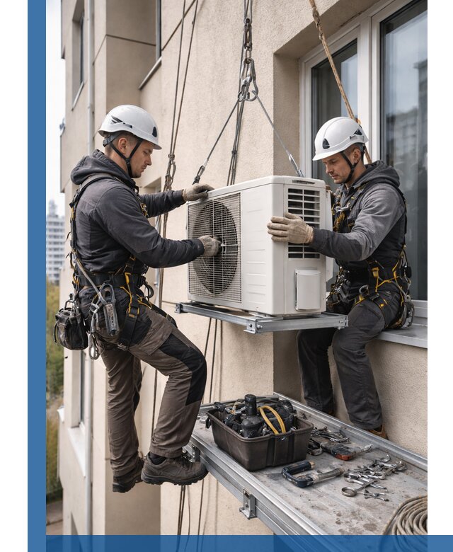 Перенос внешнего блока кондиционера в Ейске с монтажом и крепежом