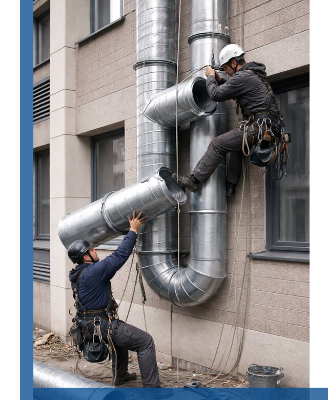 Монтаж фасадных воздуховодов в Ейске с герметизацией и крепежом