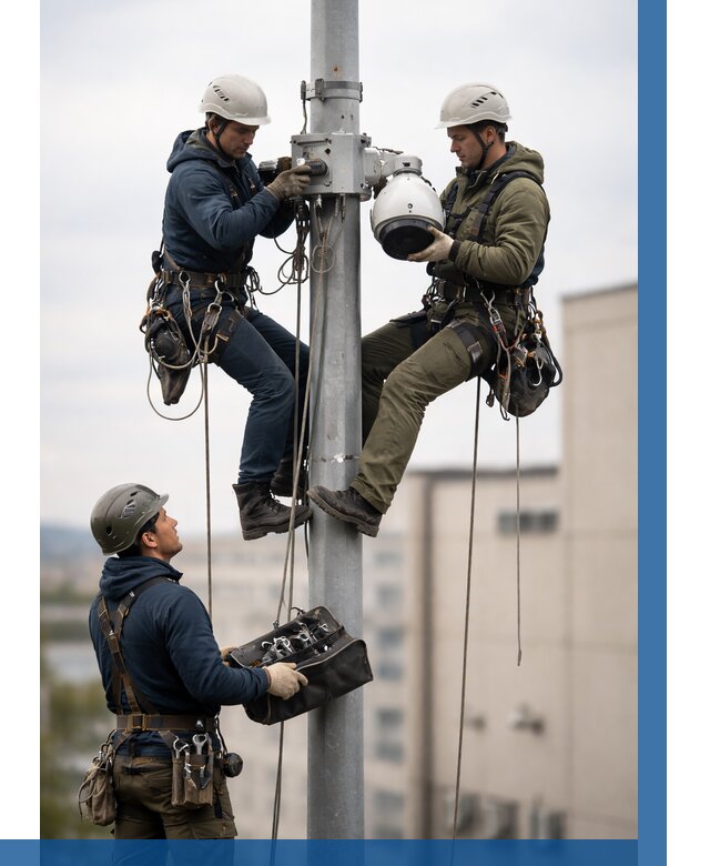 Установка видеокамер на мачте в Ейске от 8760 р. | ВЫСОТНИК-Еск