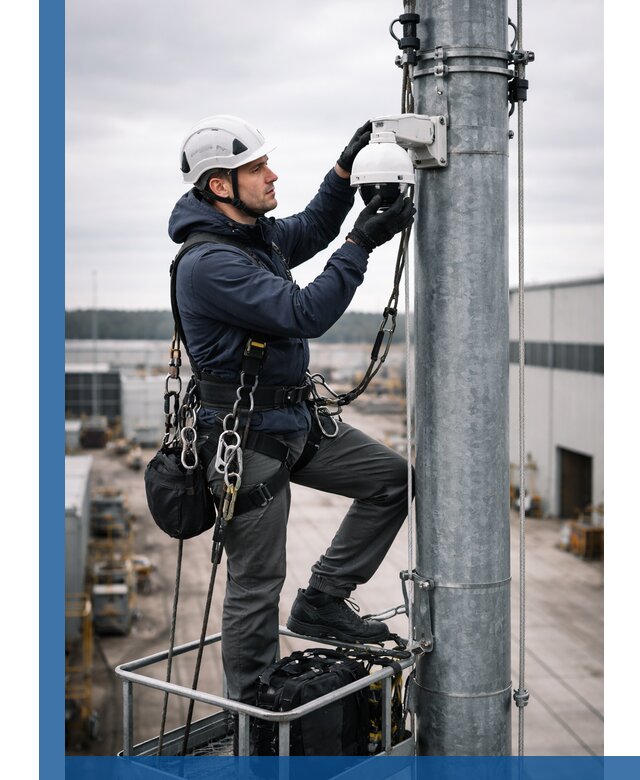 Профессиональная установка видеокамер на мачте в Ейске