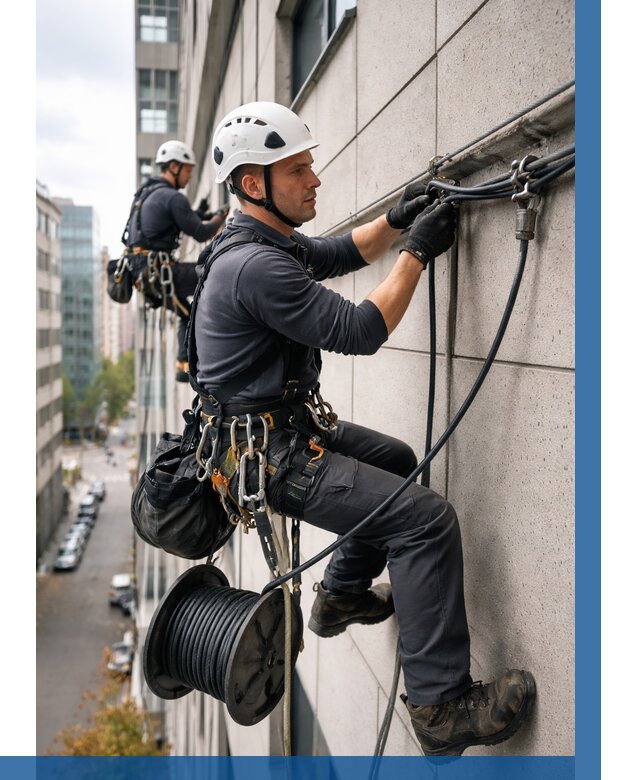 Прокладка кабеля по фасаду в Ейске от 361 р. | ВЫСОТНИК-Еск