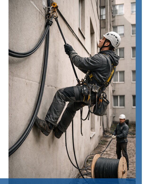 Протяжка кабеля питания на высоте в Ейске от 464 р. | ВЫСОТНИК-Еск