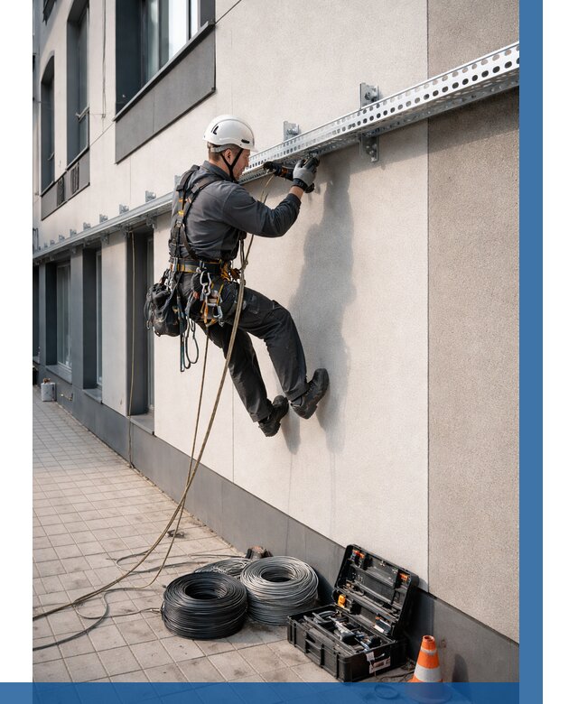 Монтаж кабельных лотков на фасаде в Ейске от 1237 р. | ВЫСОТНИК-Еск