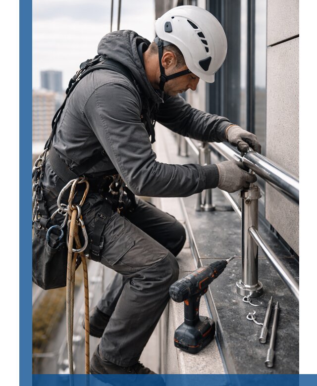 Монтаж ограждений на высоте в Ейске для зданий и конструкций