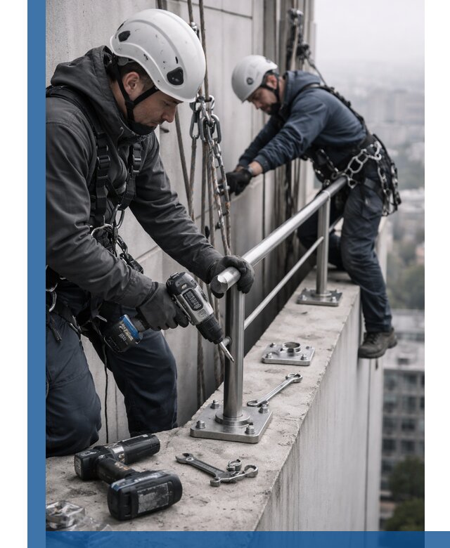 Монтаж перил на высоте в Ейске для жилых и промобъектов