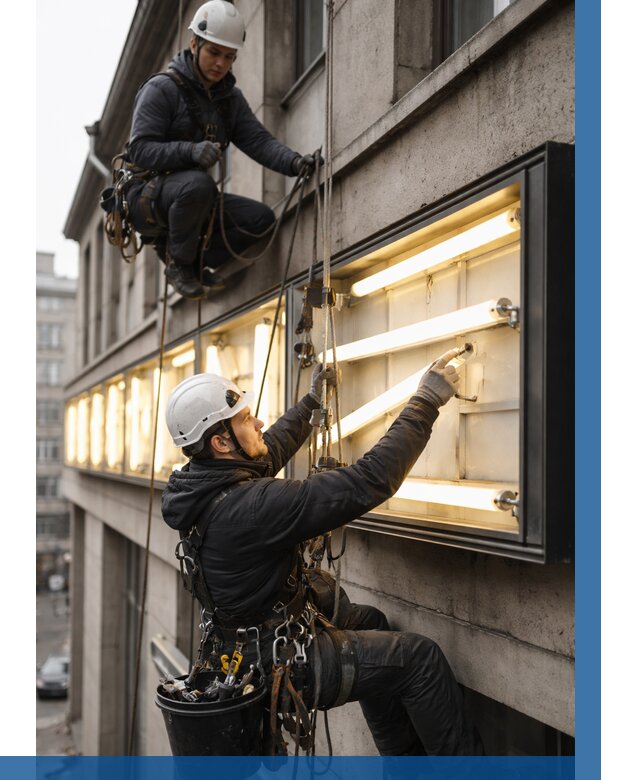 Замена ламп в вывеске в Ейске под ключ от 3607 р. | ВЫСОТНИК-Еск