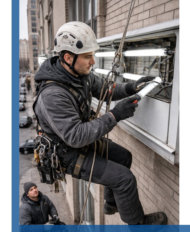 Профессиональная замена ламп в наружной вывеске в Ейске