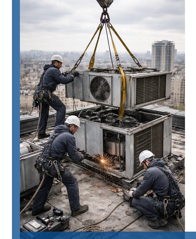 Демонтаж крышной установки в Ейске любой сложности